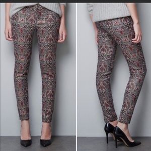 Jacquard Paisley Print Embroidered Pants
